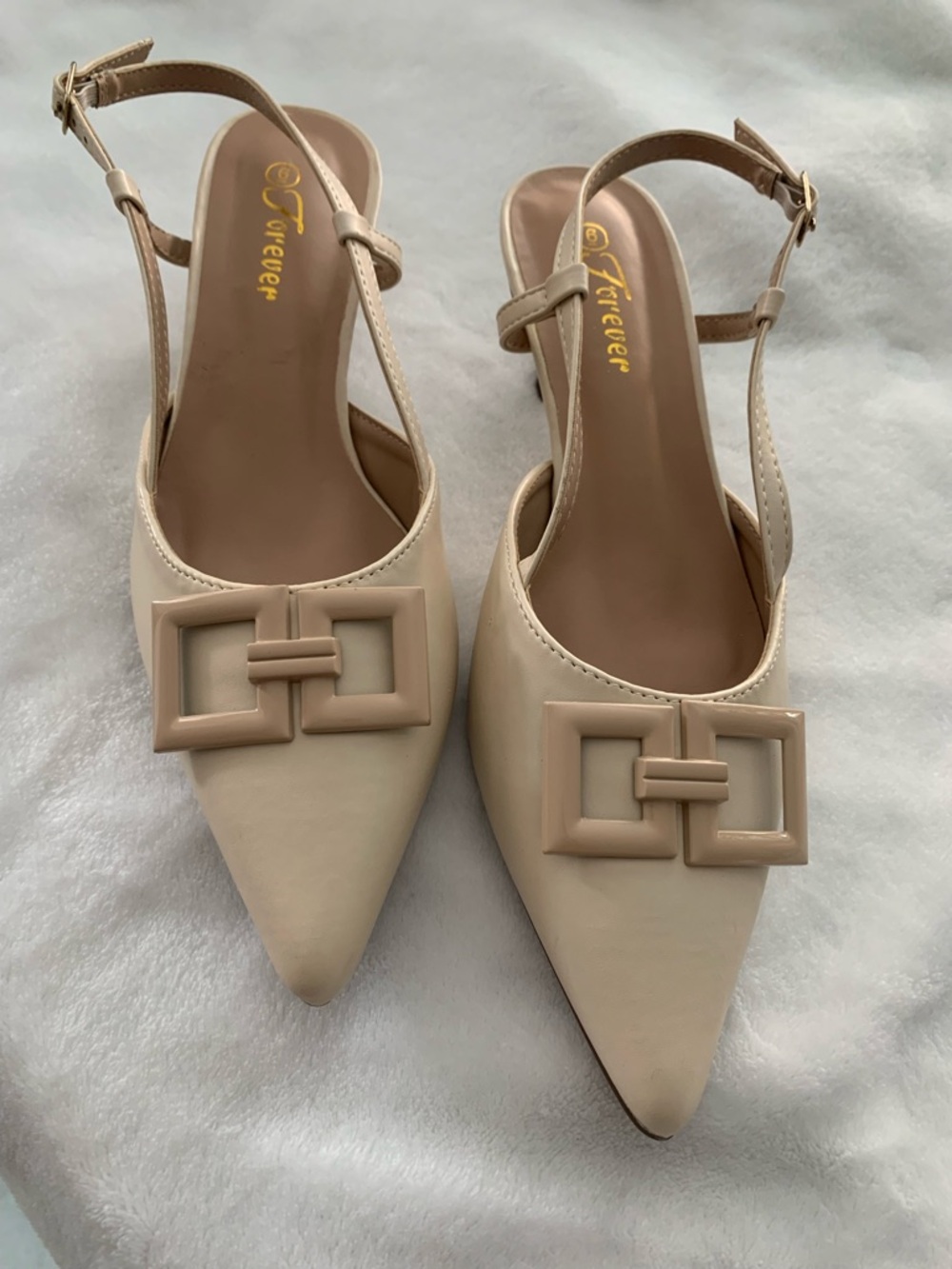 Forever Neutral Beige Pointed Slingback Mules